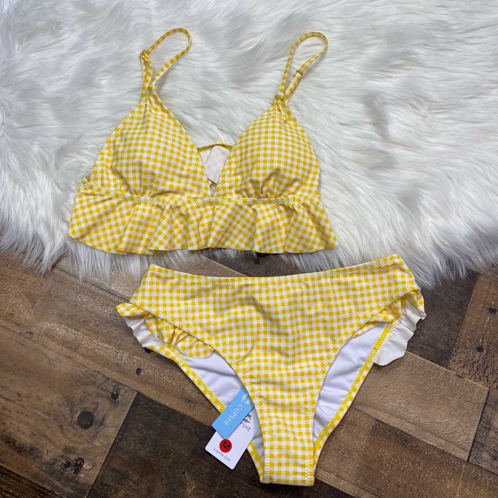 Cupshe Yellow checkered bikini